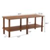 Modern Double Deck TV Cabinet Is Suitable For Living Room, Rectangular Center Table With Open Storage Shelf, Rounded Rubberwood Legs, Stable And Durable - Walnut Brown - Image 3