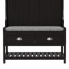 3 In 1 Wooden Hallway Hall Tree With Storage Drawers, Coat Rack, Shoe Rack Bench, And Cushion - Amber Graphite / Black - Image 15