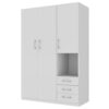 2 Doors Wardrobe Storage For Bedroom With Shelves And 3 Drawers - White - Image 5