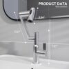 Bathroom Sink Faucet With Spray Function And Temperature Display, Anti Skid Switch, 360 Degree Rotary, Brass Material - Chrome - Image 4