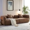 Sectional Sofa With Durable Fabric, Solid Wood Frame, And High Density Sponge Fill - Camel - Image 5