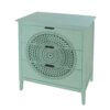 3 Drawer Storage Cabinet With Hollow Carved Design And Metal Handles, Chest For Entryway, Living Room Or Bedroom - Light Green - Image 7