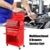 High Capacity Rolling Tool Chest With Wheels And Drawers, 8 Drawer Tool Storage Cabinet - Red - Image 2