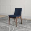 Laura - Linen Dining Chair (Set of 2) - Dark Blue / Dark Brown - Image 15