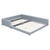 Queen & Twin Long Size Upholstered Platform Bed, Mother & Child Bed - Gray - Image 5