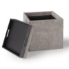 Rockwood - Cube Storage Ottoman With Tray - Distressed Gray Taupe - Image 3
