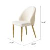 2 Pieces Contemporary Stainless Steel Dining Chair With Upholstery And Leather Backrest - Gold - Image 3