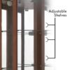 6 Shelf Corner Curio Display Cabinet With Lights, Mirrors And Adjustable Shelves (E26 Light Bulb Not Included) - Walnut - Image 11