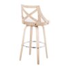 Charlotte - Farmhouse Fixed Height Barstool With Swivel Round Chrome Footrest (Set of 2) - White Washed / Cream - Image 4