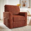 360 Degree Swivel Chair Accent Barrel Armchair With Side Pockets - Red - Image 2