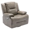 360° Swivel And Rocking Home Theater Recliner Manual Recliner Chair With A Led Light Strip For Living Room - Gray - Image 8