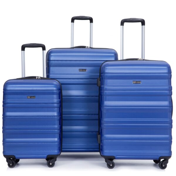 3 Piece Luggage Sets Pc Lightweight & Durable Expandable Suitcase With Two Hooks, Spinner Wheels, Tsa Lock, (21/25/29) - Dark Blue