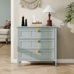 3 Drawer Cabinet, American Furniture, Suitable For Bedroom, Living Room, Study - Light Gray