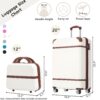20" Hardside Luggage With Cosmetic Case, 2 Piece Lightweight Suitcase Set With Spinner Wheels, Carry On Vintage Luggage - White - Image 2