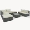 8 Pieces Outdoor Patio Furniture Sets, Garden Conversation Wicker Sofa Set, Single Sofa Combinable - Beiges / Gray - Image 7