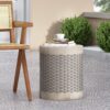 Outdoor Lightweight End Table Round Concrete Outdoor Side Table - Natural - Image 3