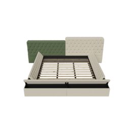 King Modern Upholstered Platform Bed With Storage Space, Sturdy And Stable Solid Wood Frame, Polyester Fabric, Easy To Assemble - Beige