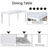 6 Piece Wooden Dining Table Set, Wooden Dining Table With 4 Upholstered Chairs And Bench For 6 People, Rectangular Dining Table Set With Crystal Decoration For Kitchen, Dining Room - White - Image 4