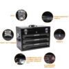 20'' Portable 3 Drawer Steel Toolbox, 4 Layers Of Tools With Metal Latches, With Top Storage Tray And Carrying Handle, Multi Function Tool Storage For Garage, Home, Or Workbench - Black - Image 8