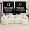 4 Seater Sofa With Chenille Fabric, 30D, 60 Hardness Full Sponge, 4 Pillow For Living Room, Home Furniture Sleeper Sectional Sofa For Apartment - White - Image 6