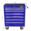 7 Drawers Multifunctional Tool Cart With Wheels - Blue - Image 3