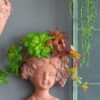 8X4X9" Visage Head Bust Planter, Home Wall Planter - Brown - Image 10