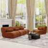 Modern L - Shaped Modular Sofa Set High Comfort Chenille Fabric, Freely Arrangeable For Living Room - Orange - Image 5