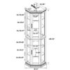 Corner Curio Cabinet With Lights, Adjustable Tempered Glass Shelves, Mirrored Back, Display Cabinet (E26 Light Bulb Not Included) - Oak - Image 2