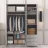 2 Doors Wardrobe Storage For Bedroom With Shelves And 3 Drawers - Gray - Image 9