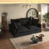 Modern Comfy Upholstered Sofa Cloud Couch, Deep Seat Couches With Multiple Large Soft Pillows, Convertible Deep Seat Chaise Longue For Living Room - Black - Image 2