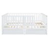 Full Size Daybed With Fence Guardrails And 2 Drawers, Convertible Floor Bed & Daybed - White - Image 3