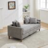 Chenille Upholstered Chaise Lounge With Nailheads And Rubberwood Legs, Wide Sleeper Sofa With 4 Throw Pillows & 2 Bolsters - Gray - Image 9