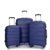 Hardshell Suitcase Spinner Wheels Pp Luggage Sets Lightweight Durable Suitcase With Tsa Lock, 3 Piece Set (20/24/28) - Navy - Image 8