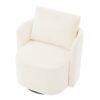 360° Swivel Chair With Upholstered Curved Design - Beige - Image 13