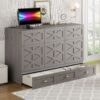 Queen Size Murphy Bed With Large Drawers - Brushed Gray - Image 17