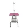 Folding Dog Pet Grooming Table, Stainless Steel Frame Rubber Mat On Board With Adjustable Arm And Clamps Pet Dog Cat Grooming Table - Pink - Image 3