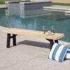 Outdoor Bench With Slat Panel Design And Frame - Natural / Gray - Image 8