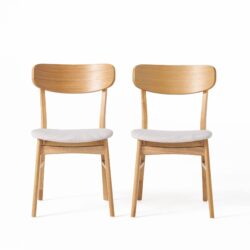 Brilliantine Dining Chair With Cushion And Wood Frame (Set of 2) - Light Beige / Natural Oak