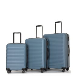 3 Piece Luggage Sets Lightweight Suitcase With Two Hooks, Spinner Wheels, Tsa Lock, (20/24/28) - Blue