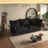 Modern Comfy Upholstered Sofa Cloud Couch, Deep Seat Couches With Multiple Large Soft Pillows, Convertible Deep Seat Chaise Longue For Living Room - Black - Image 4