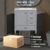 Bathroom Vanity, Modern Bathroom Cabinet With Sink Combo Set, Bathroom Storage Cabinet With A Soft Closing Door And 3 Drawers, Solid Wood Frame - Gray - Image 9