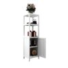 Bamboo Storage Cabinet With Tall Linen Tower, Multi Functional For Bathroom And Living Spaces - White - Image 18