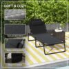 Outsunny - Outdoor Chaise, Adjustable Folding Chaise Lounge With 4-Position Backrest, Magazine Pocket, Removable Head Pillow, Sun Bathing Lounger Chair For Patio, Beach - Gray - Image 6