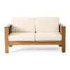 Acacia Wood Loveseat And Coffee Table Set With Cushions - Brown - Image 11