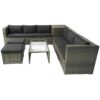 8 Piece Patio Sectional Wicker Rattan Outdoor Furniture Sof Set With One Storage Box Under Seat And Cushion Box - Gray / Black - Image 16