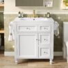 Bathroom Vanity With Top Sink, Modern Bathroom Storage Cabinet & 2 Drawers And A Tip-Out Drawer, Single Sink Bathroom Vanity - White - Image 5