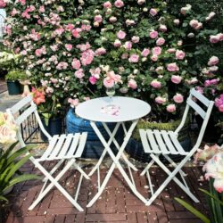 3 Piece Patio Bistro Set Of Foldable Round Table And Chairs - White