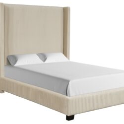 King Upholstered Elegant Design Bed - Beige