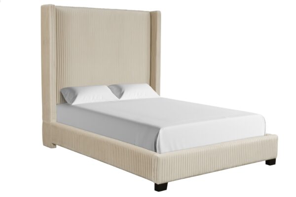 King Upholstered Elegant Design Bed - Beige