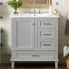 Bathroom Vanity, Modern Bathroom Cabinet With Sink Combo Set, Bathroom Storage Cabinet With A Soft Closing Door And 3 Drawers, Solid Wood Frame - Gray - Image 25